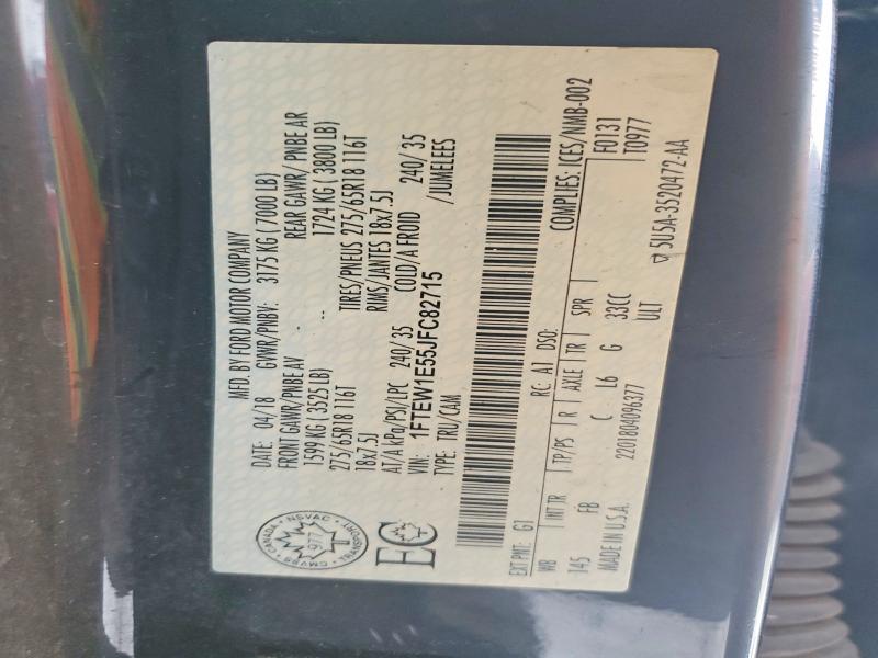 Продаж на аукціоні авто 2018 Ford F150, vin: 1FTEW1E55JFC82715, номер лоту: 77785255