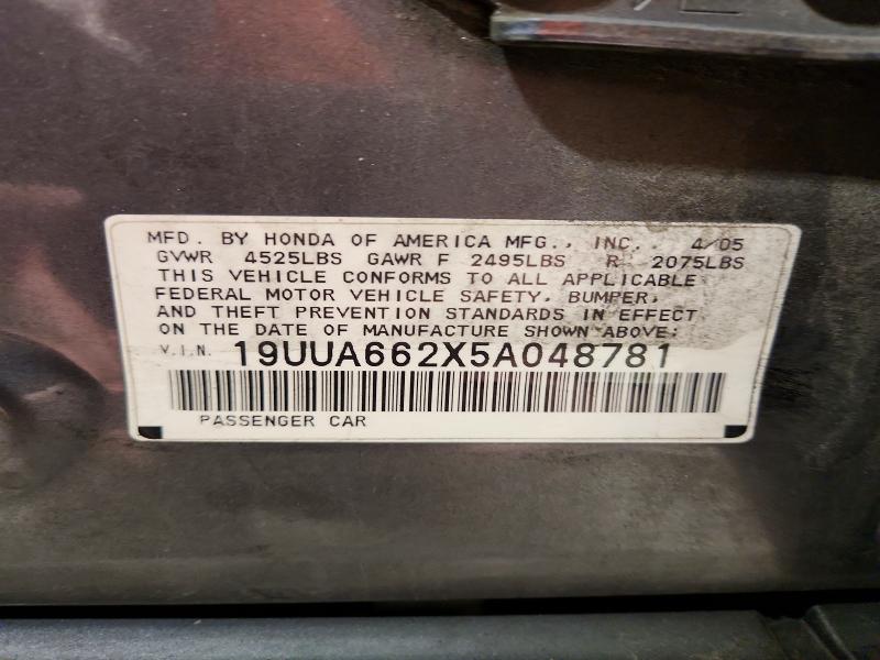 78063365 :رقم المزاد ، 19UUA662X5A048781 vin ، 2005 Acura Tl مزاد بيع