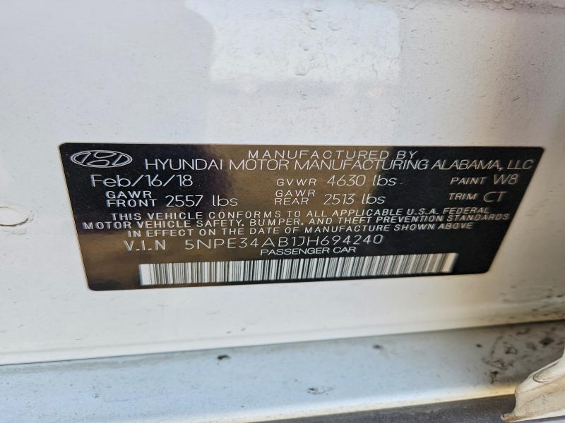 Продаж на аукціоні авто 2018 Hyundai Sonata, vin: 5NPE34AB1JH694240, номер лоту: 77538445