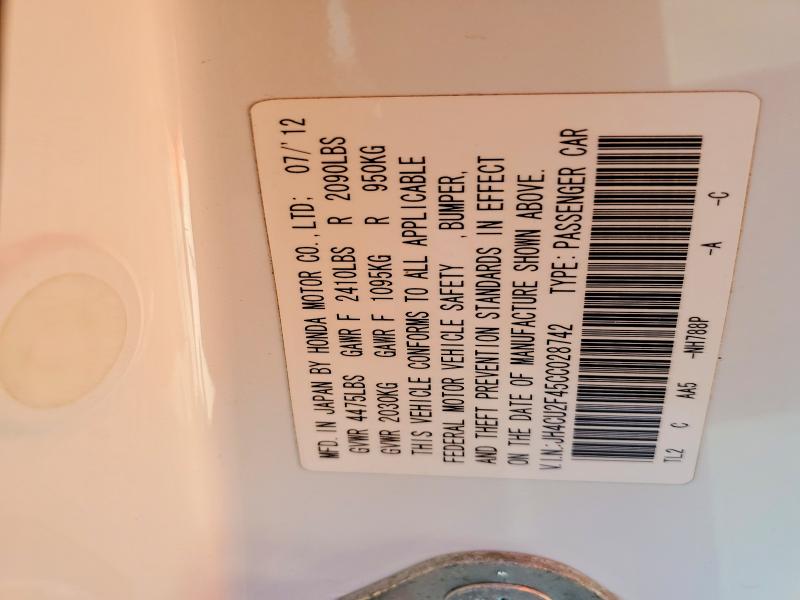 76393205 :رقم المزاد ، JH4CU2F45CC028742 vin ، 2012 Acura Tsx مزاد بيع