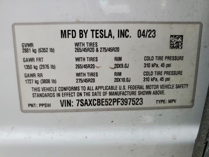 Продажа на аукционе авто 2023 Tesla Model X, vin: 7SAXCBE52PF397523, номер лота: 75787665