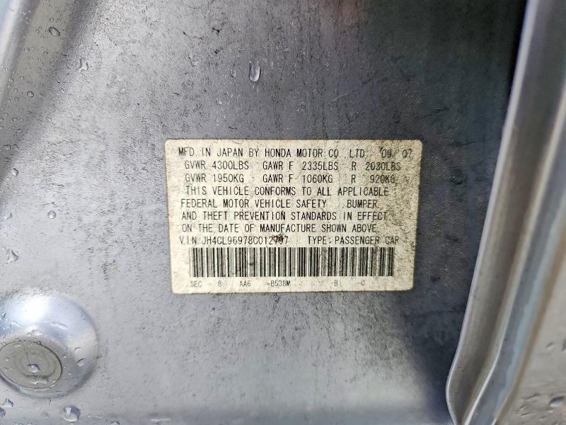 2008 Acura Tsx მანქანა იყიდება აუქციონზე, vin: JH4CL96978C012797, აუქციონის ნომერი: 77913845