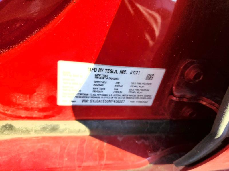 Aukcja sprzedaży 2021 Tesla Model S, vin: 5YJSA1E53MF436221, numer aukcji: 77102005