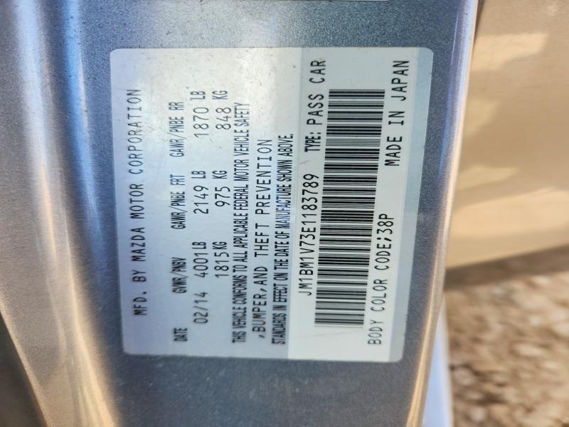 78730555 :رقم المزاد ، JM1BM1V73E1183789 vin ، 2014 Mazda 3 مزاد بيع