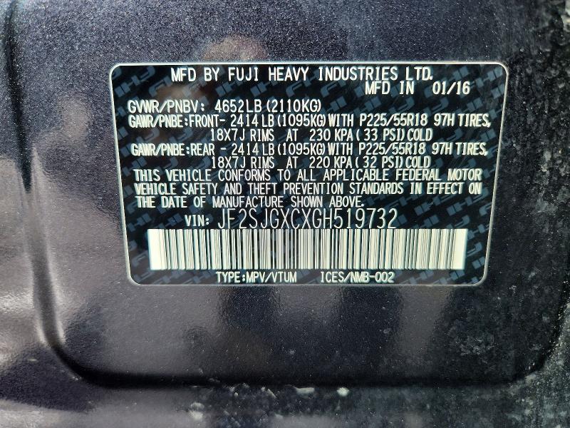 Aukcja sprzedaży 2016 Subaru Forester, vin: JF2SJGXCXGH519732, numer aukcji: 76484305