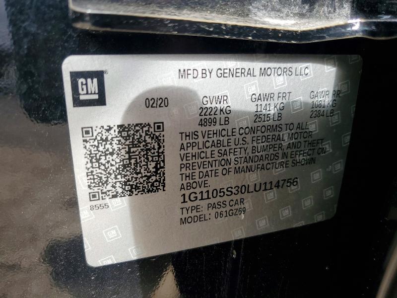 2020 Chevrolet Impala მანქანა იყიდება აუქციონზე, vin: 1G1105S30LU114756, აუქციონის ნომერი: 77779435