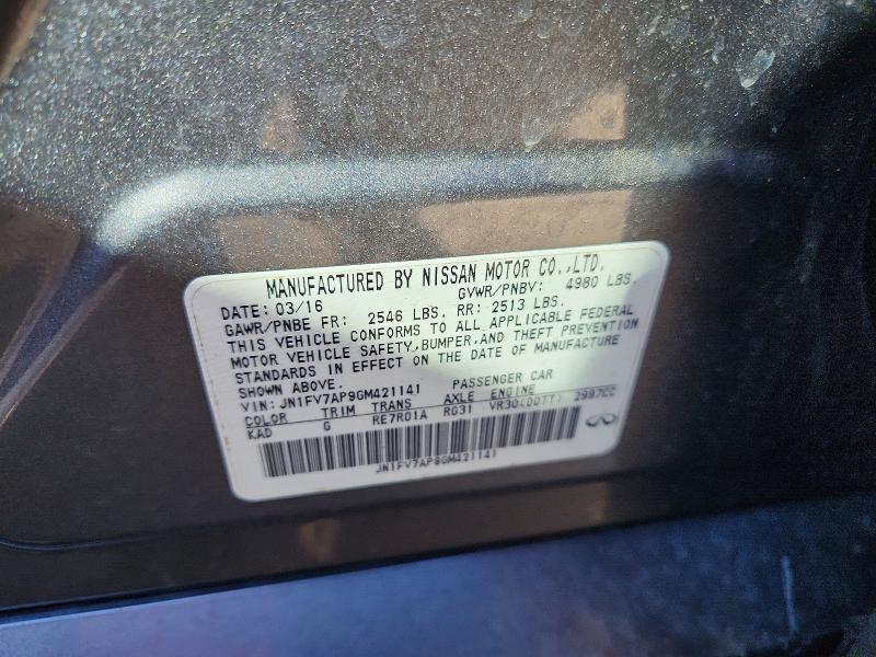 78302255 :رقم المزاد ، JN1FV7AP9GM421141 vin ، 2016 Infiniti Q50 مزاد بيع