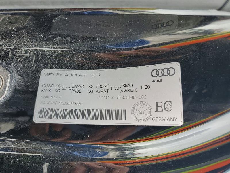 2016 Audi S5 მანქანა იყიდება აუქციონზე, vin: WAUC4AFR7GA004335, აუქციონის ნომერი: 75345095