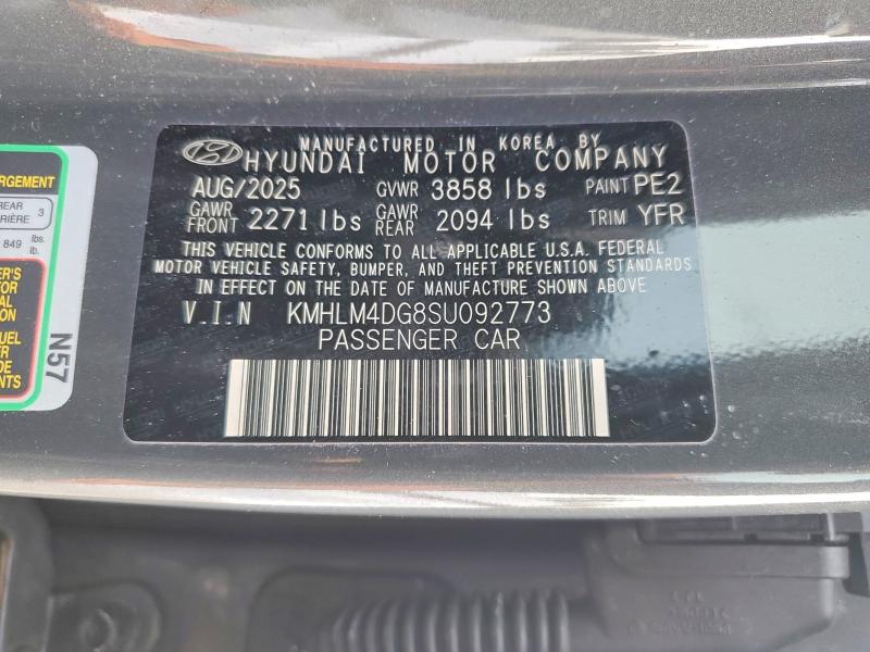 75651585 :رقم المزاد ، KMHLM4DG8SU092773 vin ، 2025 Hyundai Elantra مزاد بيع