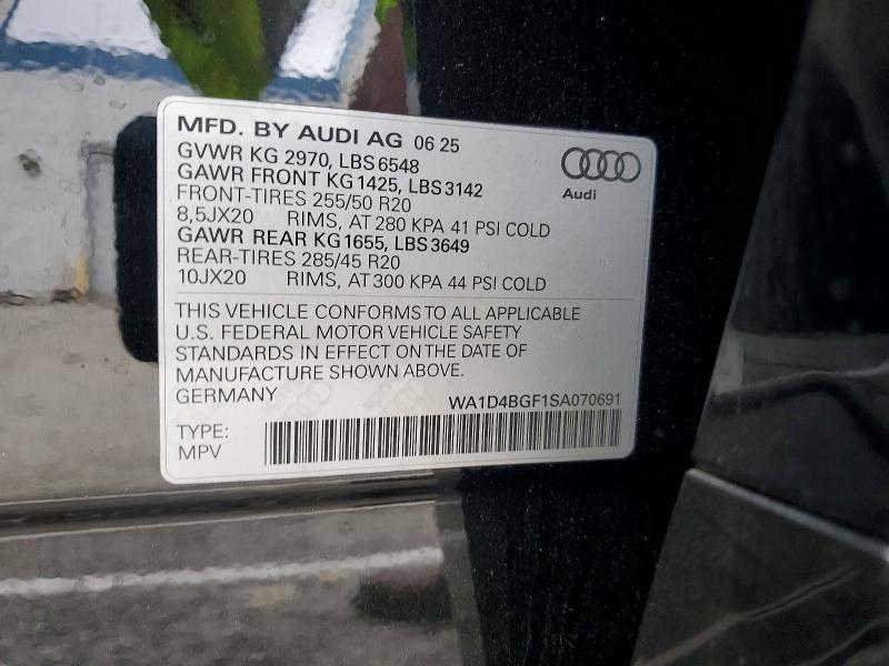 Aukcja sprzedaży 2025 Audi Q6 E-tron, vin: WA1D4BGF1SA070691, numer aukcji: 76980555
