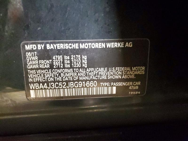 Aukcja sprzedaży 2018 Bmw 430xi, vin: WBA4J3C52JBG91660, numer aukcji: 75961825