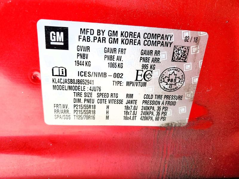 Aukcja sprzedaży 2018 Buick Encore, vin: KL4CJASB0JB652941, numer aukcji: 75563495