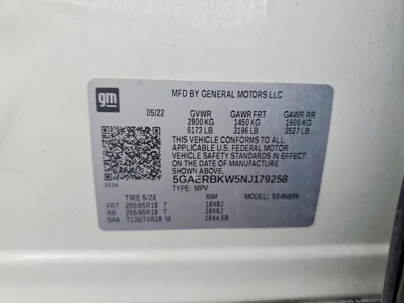 Aukcja sprzedaży 2022 Buick Enclave, vin: 5GAERBKW5NJ179258, numer aukcji: 79278285