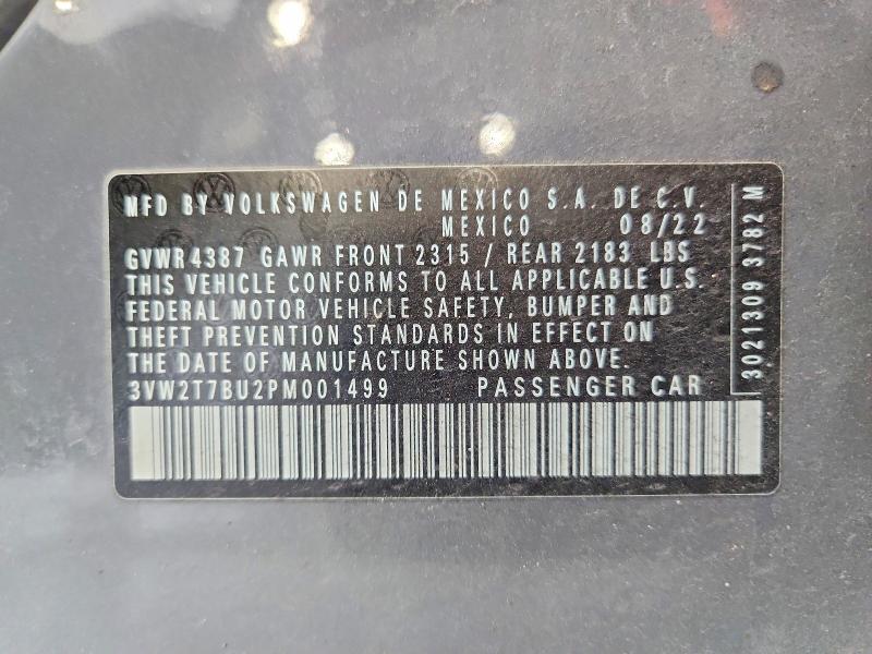 79195265 :رقم المزاد ، 3VW2T7BU2PM001499 vin ، 2023 Volkswagen Jetta مزاد بيع