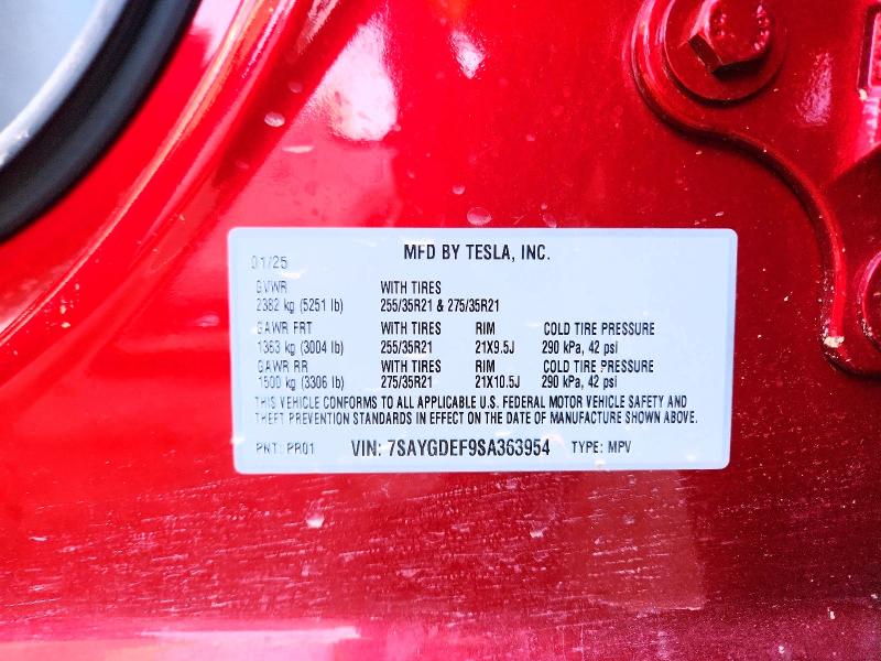 2025 Tesla Model Y მანქანა იყიდება აუქციონზე, vin: 7SAYGDEF9SA363954, აუქციონის ნომერი: 76122595