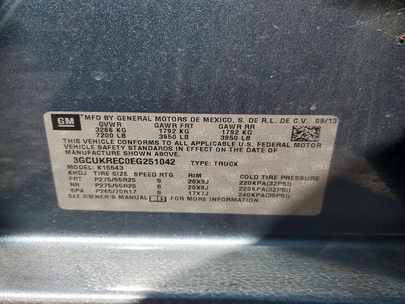2014 Chevrolet Silverado მანქანა იყიდება აუქციონზე, vin: 3GCUKREC0EG251042, აუქციონის ნომერი: 78621375