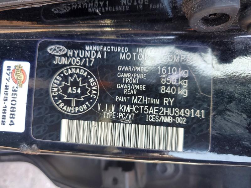 79359915 :رقم المزاد ، KMHCT5AE2HU349141 vin ، 2017 Hyundai Accent مزاد بيع