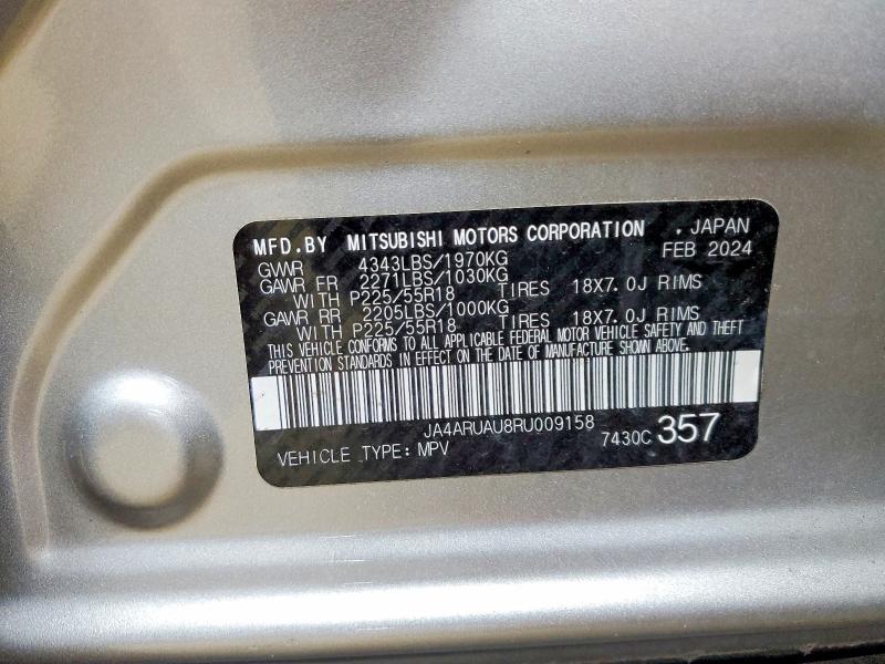 Продаж на аукціоні авто 2024 Mitsubishi Outlander Sport, vin: JA4ARUAU8RU009158, номер лоту: 77631755