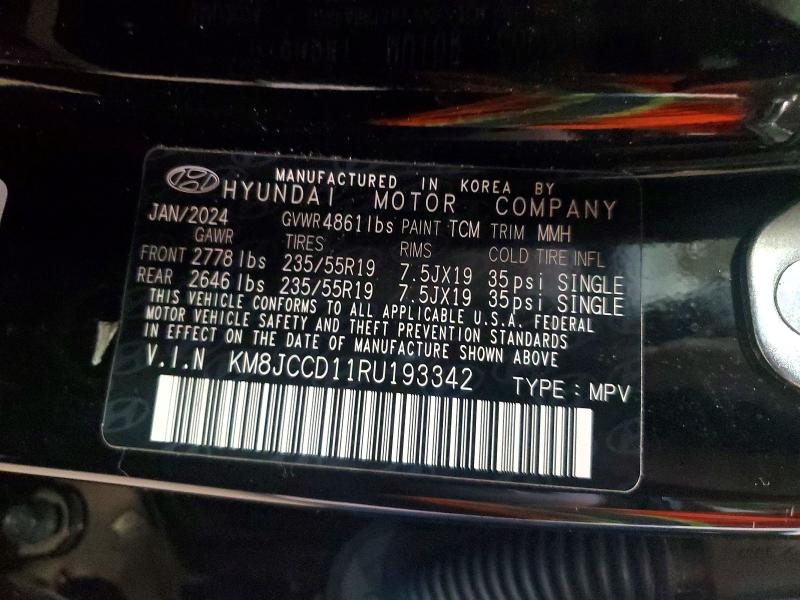 Aukcja sprzedaży 2024 Hyundai Tucson Hybrid, vin: KM8JCCD11RU193342, numer aukcji: 79359645