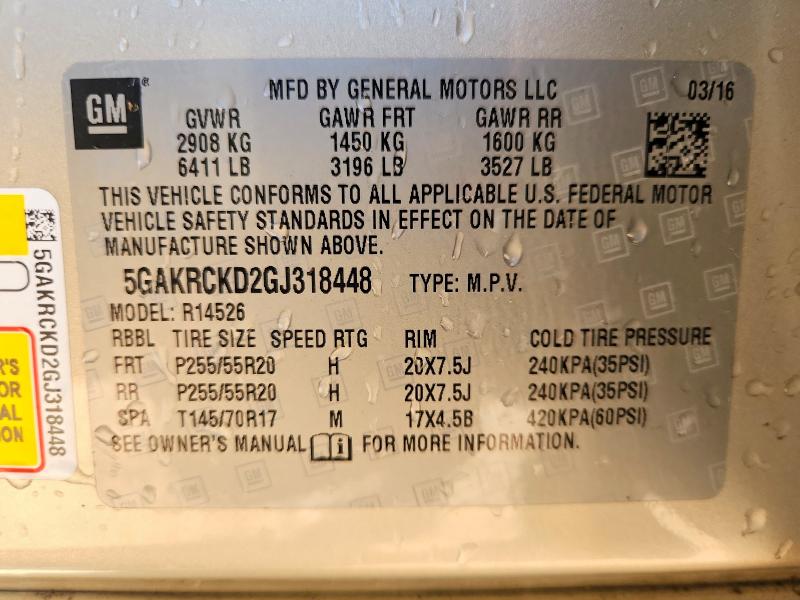 Aukcja sprzedaży 2016 Buick Enclave, vin: 5GAKRCKD2GJ318448, numer aukcji: 75383125