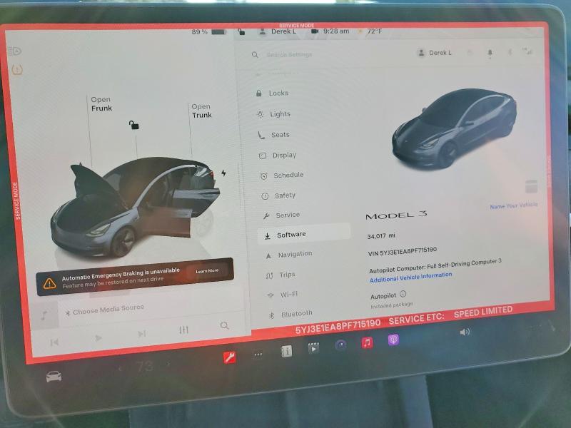Продаж на аукціоні авто 2023 Tesla Model 3, vin: 5YJ3E1EA8PF715190, номер лоту: 74151735