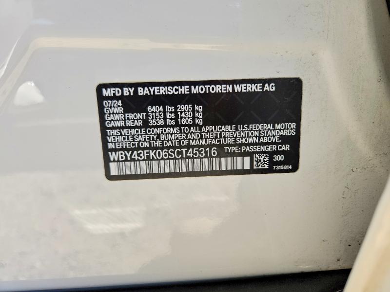 Продаж на аукціоні авто 2025 Bmw I5, vin: WBY43FK06SCT45316, номер лоту: 74449905