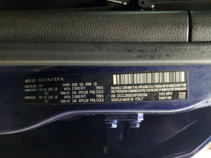 Продаж на аукціоні авто 2017 Jeep Renegade, vin: ZACCJBBB3HPG63394, номер лоту: 78826425