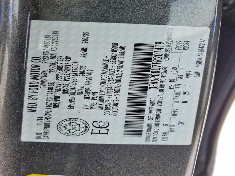 Продаж на аукціоні авто 2015 Ford Fusion, vin: 3FA6P0RU7FR201419, номер лоту: 74441895