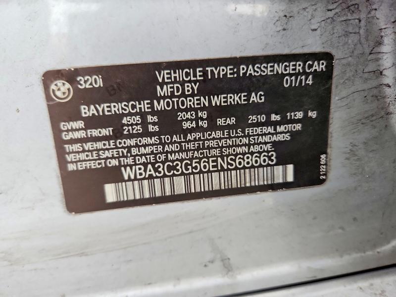 77691385 :رقم المزاد ، WBA3C3G56ENS68663 vin ، 2014 Bmw 320 مزاد بيع