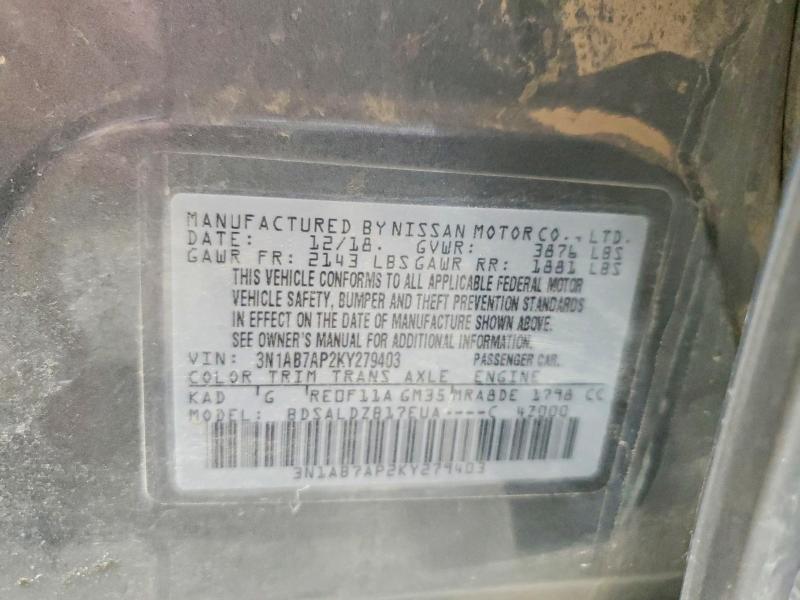 Продаж на аукціоні авто 2019 Nissan Sentra, vin: 3N1AB7AP2KY279403, номер лоту: 79480645