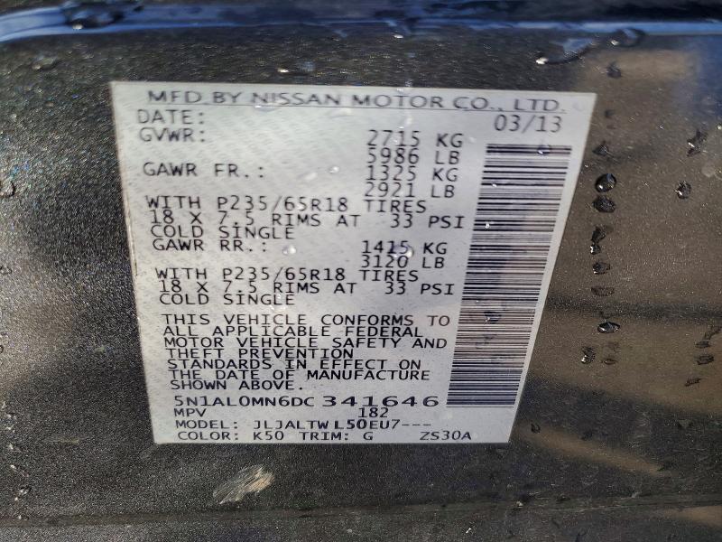 Aukcja sprzedaży 2013 Infiniti Jx35, vin: 5N1AL0MN6DC341646, numer aukcji: 77670035