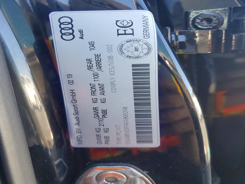 75962625 :رقم المزاد ، WUABWGFF4KA900248 vin ، 2019 Audi Rs3 مزاد بيع