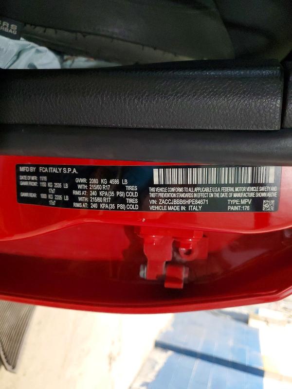 Продажа на аукционе авто 2017 Jeep Renegade, vin: ZACCJBBB6HPE84671, номер лота: 75310515