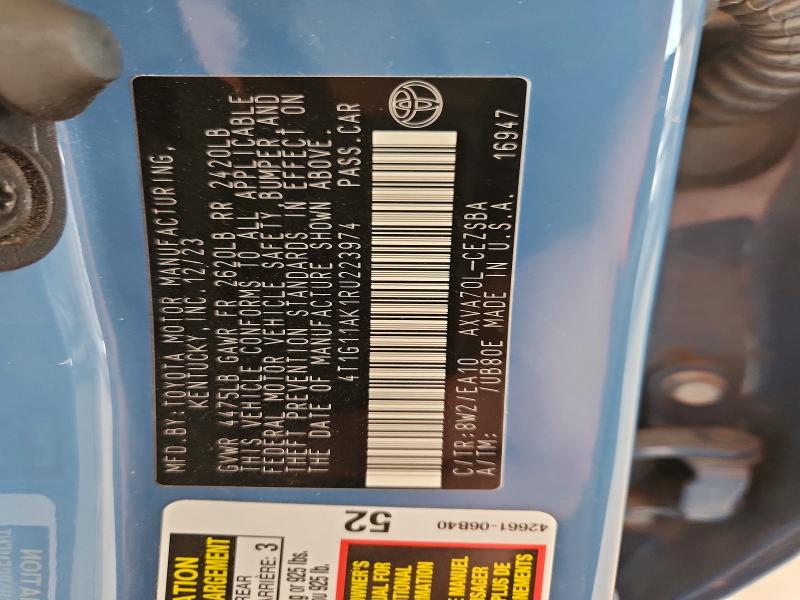 Продаж на аукціоні авто 2024 Toyota Camry, vin: 4T1G11AK1RU223974, номер лоту: 76564585