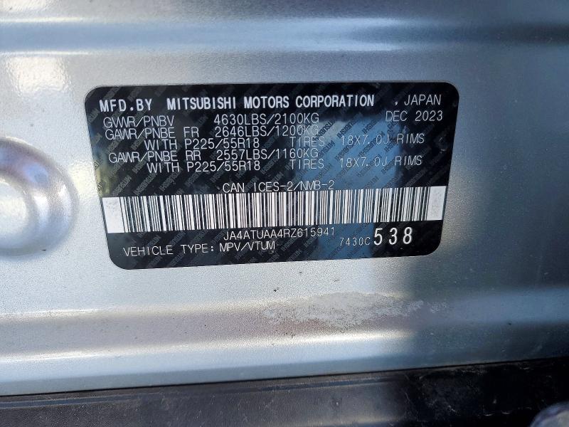 76193835 :رقم المزاد ، JA4ATUAA4RZ615941 vin ، 2024 Mitsubishi Eclipse Cross مزاد بيع