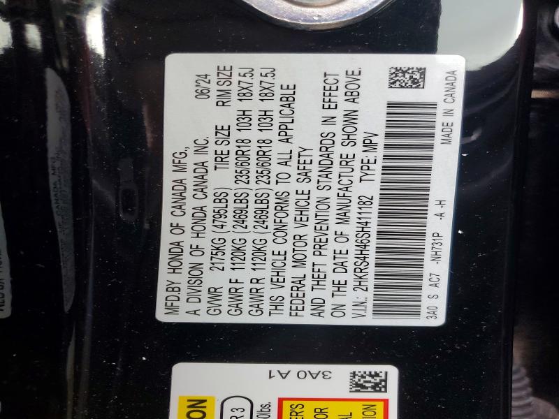 79036085 :رقم المزاد ، 2HKRS4H46SH411182 vin ، 2025 Honda Cr-v مزاد بيع