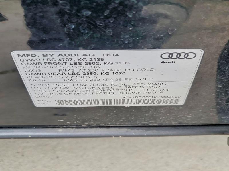 Продажа на аукционе авто 2015 Audi Q3, vin: WA1BFCFSXFR002158, номер лота: 78468075
