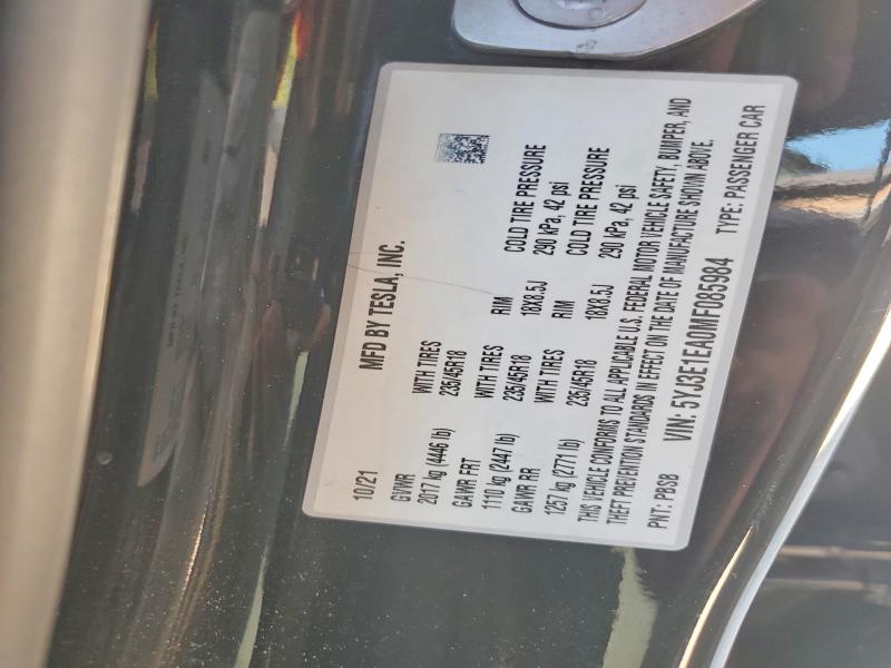 Продажа на аукционе авто 2021 Tesla Model 3, vin: 5YJ3E1EA0MF085984, номер лота: 76715075