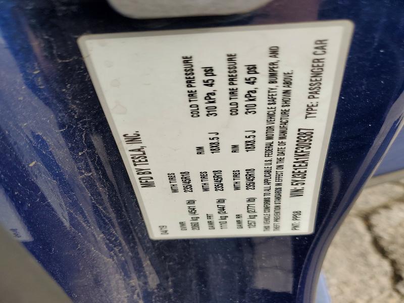 Продажа на аукционе авто 2019 Tesla Model 3, vin: 5YJ3E1EA1KF309387, номер лота: 76857205