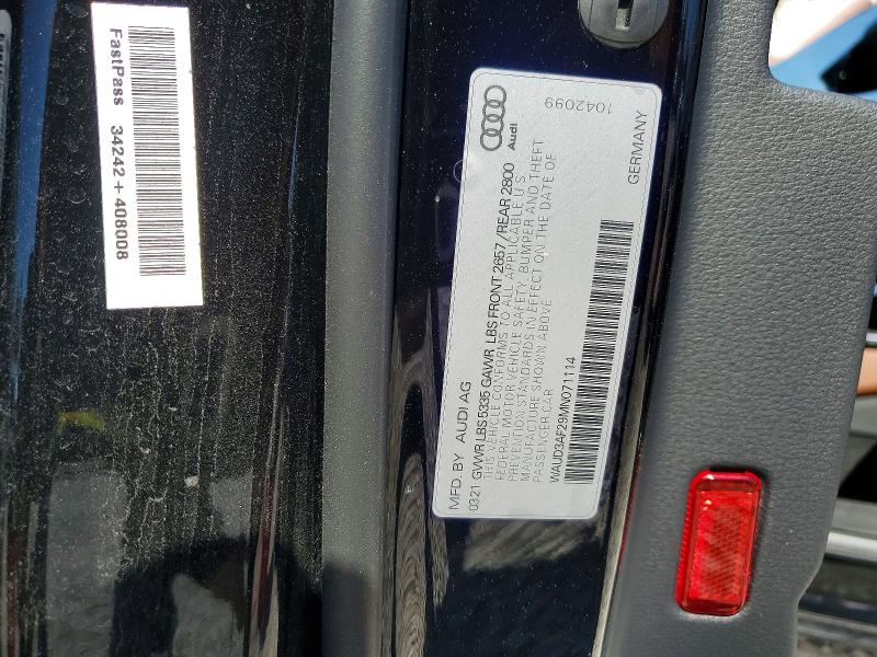 Продаж на аукціоні авто 2021 Audi A6, vin: WAUD3AF29MN071114, номер лоту: 75652575
