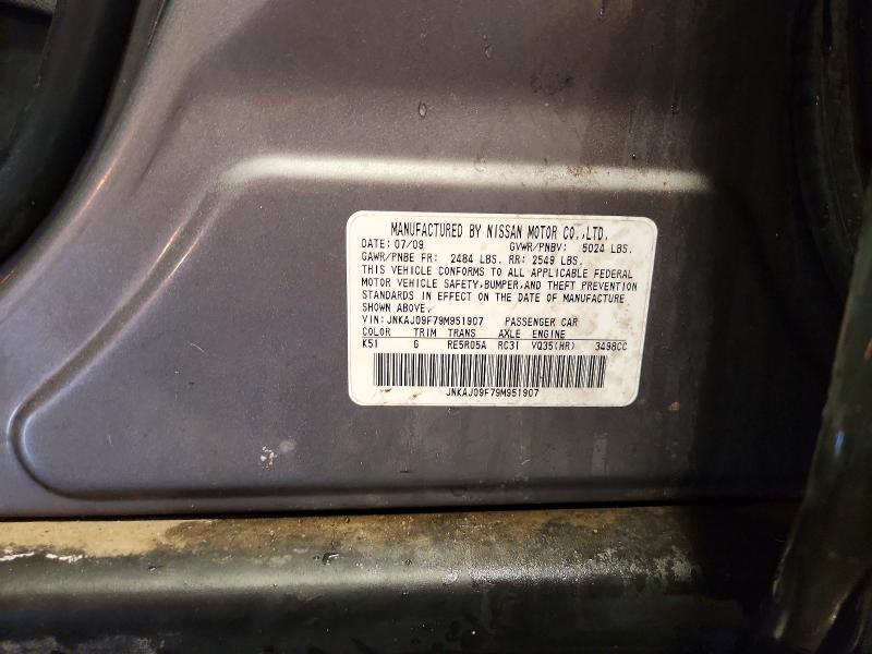 75260805 :رقم المزاد ، JNKAJ09F79M951907 vin ، 2009 Infiniti Ex35 مزاد بيع