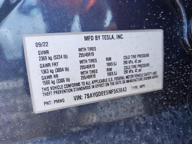 Продажа на аукционе авто 2022 Tesla Model Y, vin: 7SAYGDEE5NF563843, номер лота: 78212005