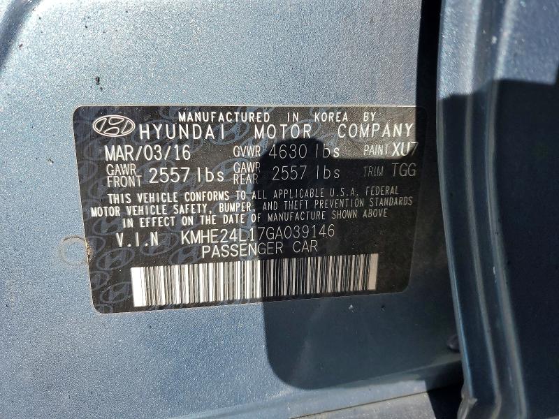 Aukcja sprzedaży 2016 Hyundai Sonata Hybrid, vin: KMHE24L17GA039146, numer aukcji: 78771855