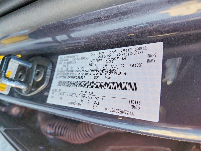 76566315 :رقم المزاد ، 1FTEW1EP8MFC59631 vin ، 2021 Ford F150 مزاد بيع
