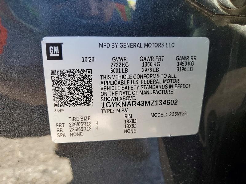 78764935 :رقم المزاد ، 1GYKNAR43MZ134602 vin ، 2021 Cadillac Xt5 مزاد بيع