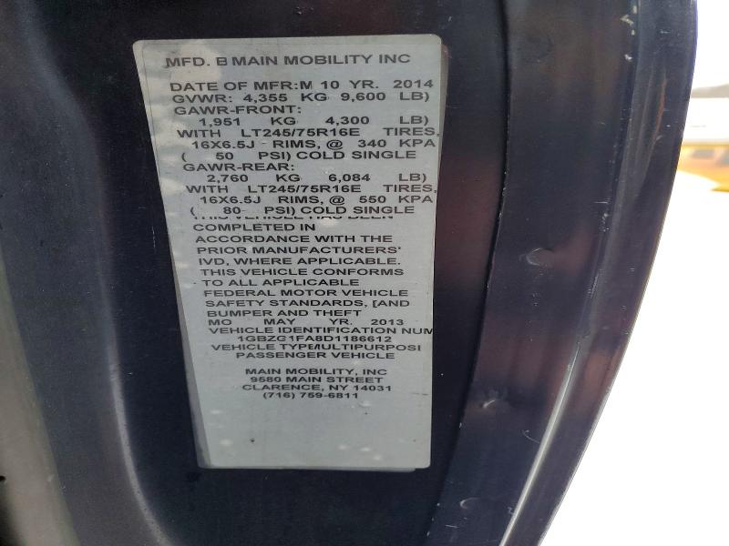 76362325 :رقم المزاد ، 1GBZG1FA8D1186612 vin ، 2013 Chevrolet Express G3500 مزاد بيع