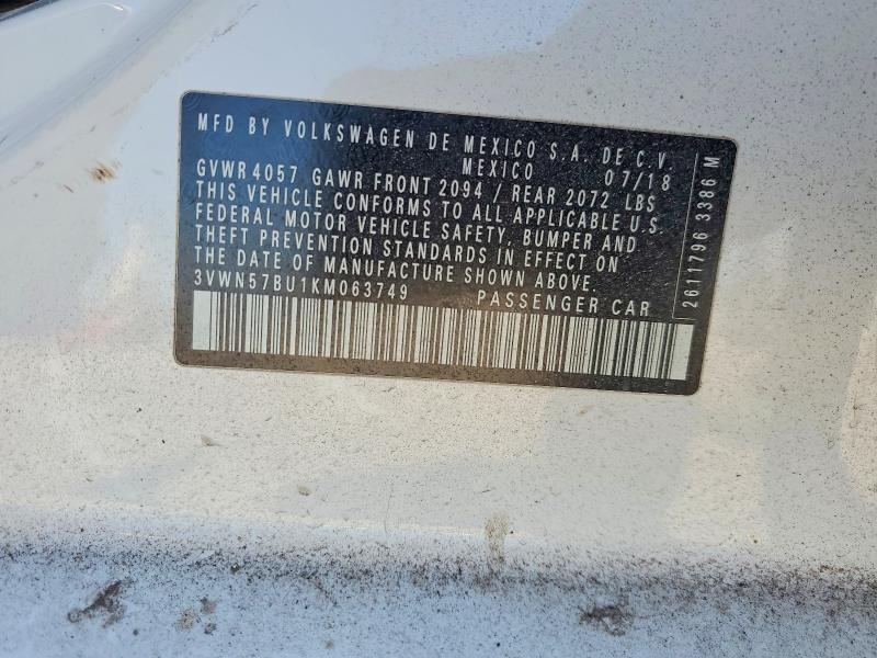 Aukcja sprzedaży 2019 Volkswagen Jetta, vin: 3VWN57BU1KM063749, numer aukcji: 79163095