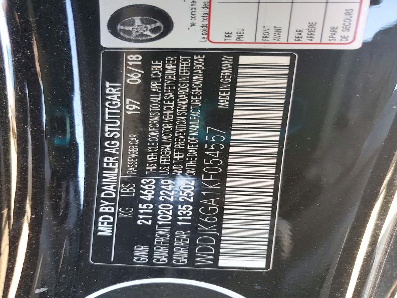 2019 Mercedes-benz Sl მანქანა იყიდება აუქციონზე, vin: WDDJK6GA1KF054557, აუქციონის ნომერი: 72744745