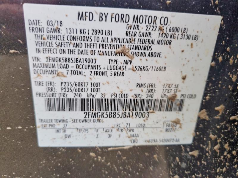 Продажа на аукционе авто 2018 Ford Flex, vin: 2FMGK5B85JBA19003, номер лота: 76904615