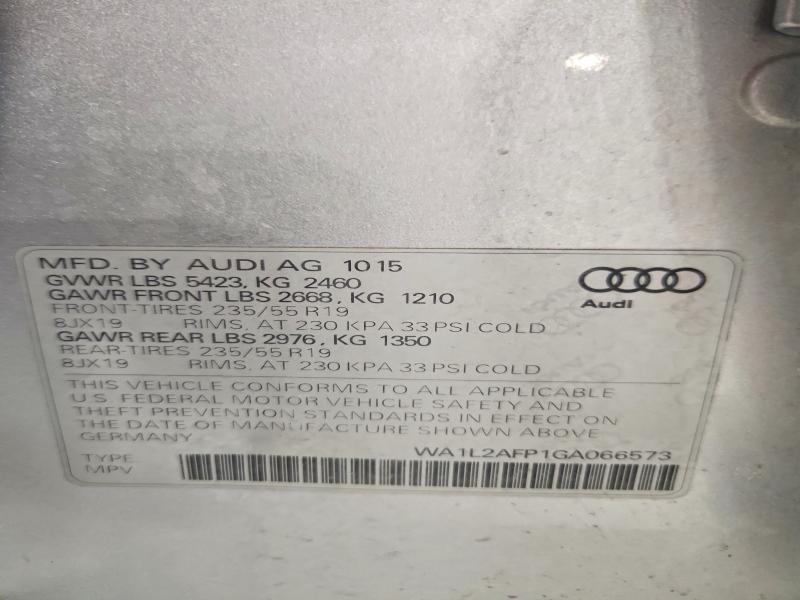 2016 Audi Q5 მანქანა იყიდება აუქციონზე, vin: WA1L2AFP1GA066573, აუქციონის ნომერი: 77956945